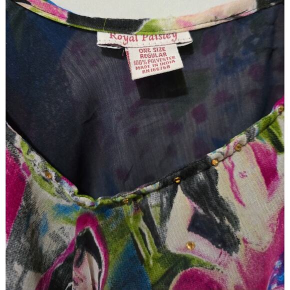 Royal Paisley women's multicolor "Divas" one size fits most sleeves lined dress - Picture 6 of 9